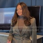 Meredith’s grey belted blazer and pants on The Real Housewives of Salt Lake City Meredith’s grey belted blazer and pants on The Real Housewives of Salt Lake City