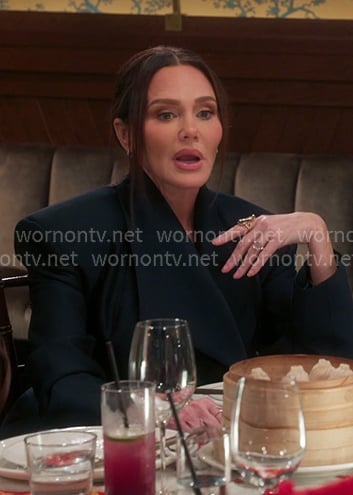 Meredith’s navy strong shoulder blazer on The Real Housewives of Salt Lake City Meredith’s navy strong shoulder blazer on The Real Housewives of Salt Lake City