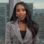 Mona’s gray pinstripe embellished blazer on Extra