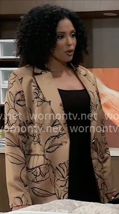 Monet’s beige floral blazer on General Hospital Monet’s beige floral blazer on General Hospital