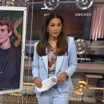 Morgan's floral blouse and light blue blazer on NBC News Daily