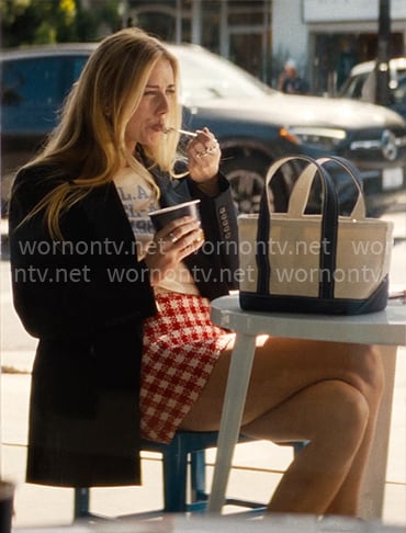 Morgan’s LA Bel Air tee and red checked skirt on Nobody Wants This Morgan’s LA Bel Air tee and red checked skirt on Nobody Wants This