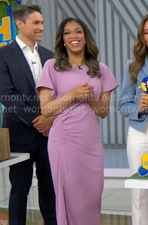 Morgan’s pink ruched dress on Good Morning America