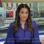 Morgan's purple button down blouse on NBC News Daily Morgan's purple button down blouse on NBC News Daily