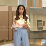 Morgan's watercolor blouse and blue wide-leg pants on NBC News Daily