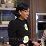 Nara's black egg applique jacket on Live with Kelly and Mark