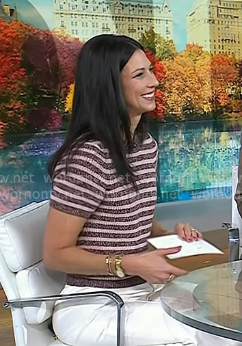 Natalie’s pink striped short sleeve sweater on Today Natalie’s pink striped short sleeve sweater on Today