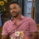 Nate’s pink button down short sleeve shirt on The Young and the Restless Nate’s pink button down short sleeve shirt on The Young and the Restless
