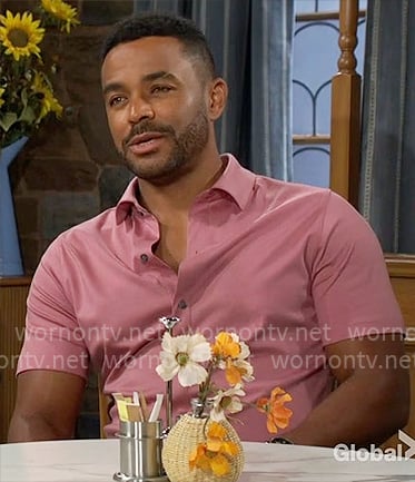 Nate’s pink button down short sleeve shirt on The Young and the Restless Nate’s pink button down short sleeve shirt on The Young and the Restless