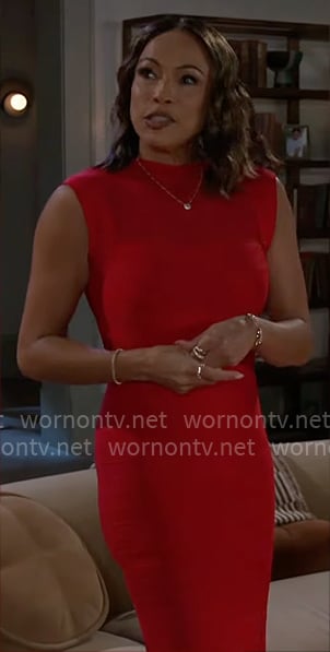 Nicole’s red bandage dress on Beyond the Gates Nicole’s red bandage dress on Beyond the Gates
