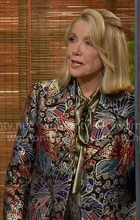 Nikki’s butterfly jacquard coat on The Young and the Restless Nikki’s butterfly jacquard coat on The Young and the Restless