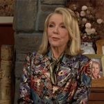Nikki’s butterfly jacquard coat on The Young and the Restless