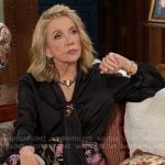 Nikki’s floral trousers with black blouse on The Young and the Restless Nikki’s floral trousers with black blouse on The Young and the Restless