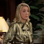 Nikki’s gold tie-neck blouse on The Young and the Restless Nikki’s gold tie-neck blouse on The Young and the Restless