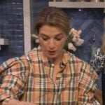 Pati Jinich's plaid puff sleeve top on Live with Kelly and Mark Pati Jinich's plaid puff sleeve top on Live with Kelly and Mark