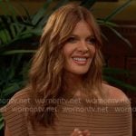 Phyllis's brown asymmetric rib knit midi dress on The Young and the Restless