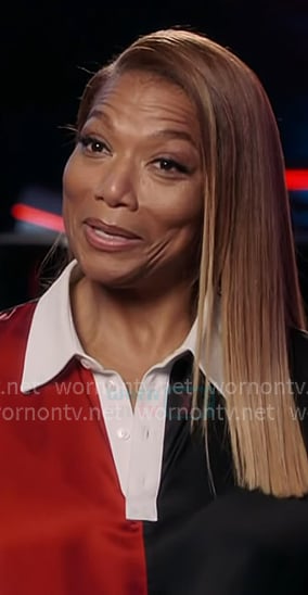 Queen’s colorblock oversized polo top on The Voice
