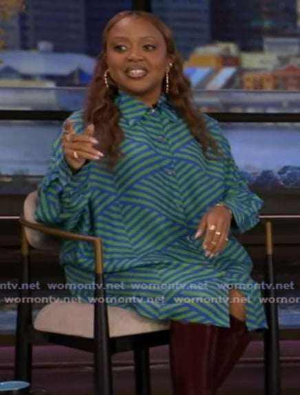 Quinta Brunson's striped mini dress on Live with Kelly and Mark