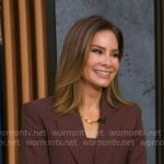 Rebecca’s brown striped blazer and pants on Good Morning America Rebecca’s brown striped blazer and pants on Good Morning America