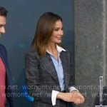 Rebecca's grey plaid blazer and pleated skirt on Good Morning America