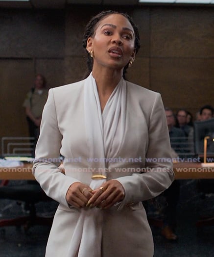 Regina’s off white drape blazer on Reasonable Doubt Regina’s off white drape blazer on Reasonable Doubt