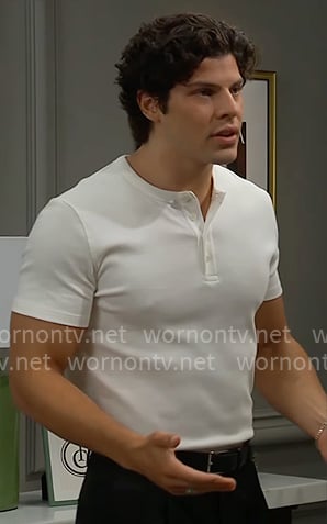 RJ’s white henley tee on The Bold and the Beautiful