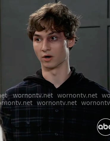 Rocco's plaid hooded shirt on General Hospital