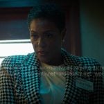 Rosie’s black check frayed blazer on Reasonable Doubt