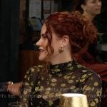 Sally’s black and green floral mesh dress on The Young and the Restless Sally’s black and green floral mesh dress on The Young and the Restless