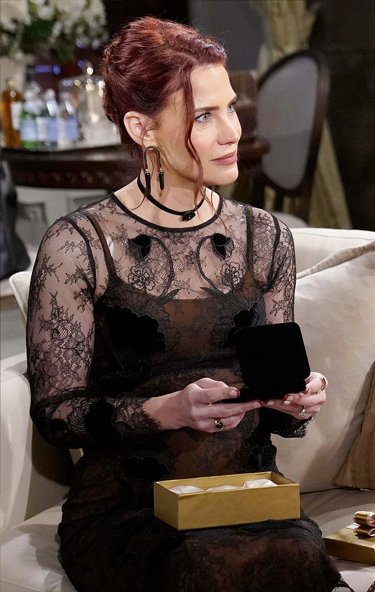 Sally’s black lace dress on The Young and the Restless
