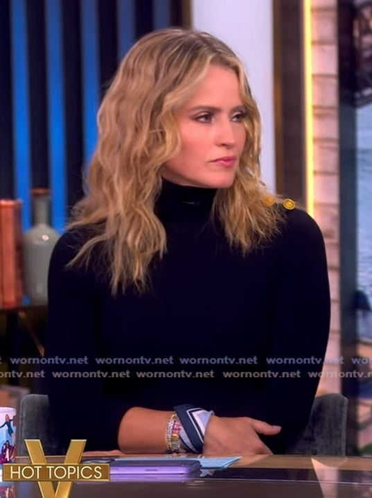 Sara’s black button shoulder dress on The View