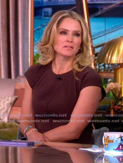 Sara’s brown ruched front dress on The View Sara’s brown ruched front dress on The View