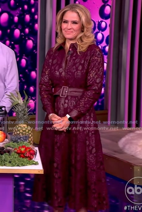 Sara’s burgundy lace shirtdress on The View Sara’s burgundy lace shirtdress on The View