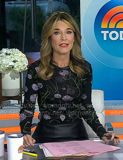 Savannah's black floral long sleeve top on Today