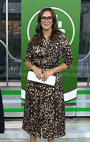 Savannah’s brown dot print shirtdress on Today