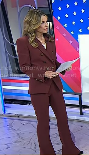 Savannah's brown double breasted blazer and pants on Today