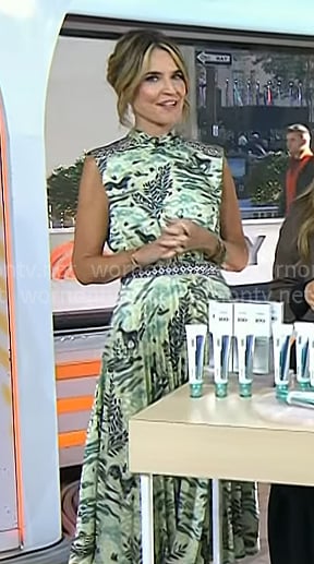 Savannah's green animal print mock neck dress on Today