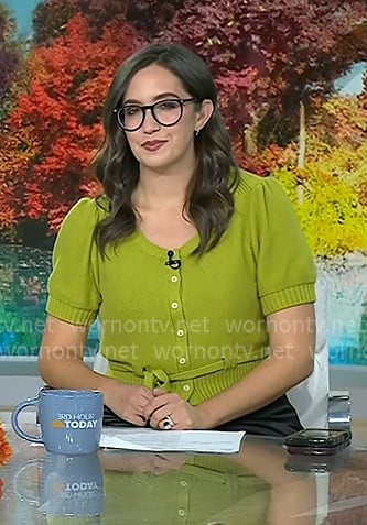 Savannah's green short sleeve cardigan on Today