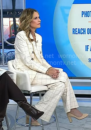 Savannah’s white check blazer and pant suit on Today