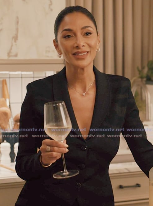Serena’s black zebra stripe blazer on Elsbeth Serena’s black zebra stripe blazer on Elsbeth