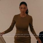 Serena’s mustard belted top and skirt on Elsbeth Serena’s mustard belted top and skirt on Elsbeth