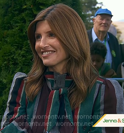 Sharon Horgan’s striped tie neck blouse on Today