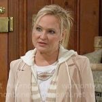 Sharon’s beige hoodie blazer on The Young and the Restless