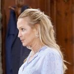 Sharon’s blue eyelet top on The Young and the Restless Sharon’s blue eyelet top on The Young and the Restless