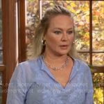Sharon’s blue eyelet top on The Young and the Restless
