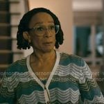 Sharon’s blue striped cardigan on Chicago Med Sharon’s blue striped cardigan on Chicago Med