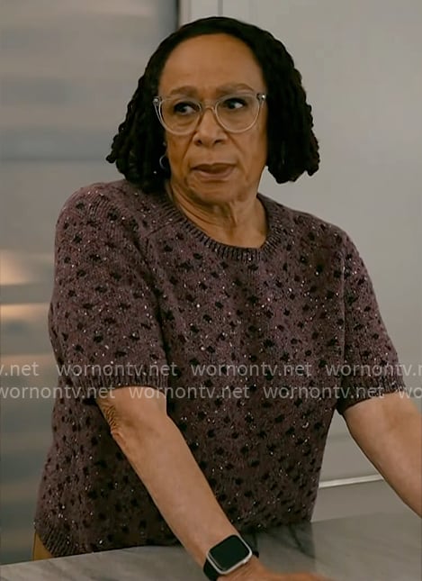 Sharon’s polka dot short sleeve sweater on Chicago Med