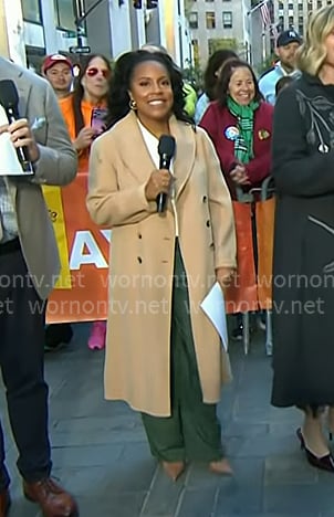 Sheinelle's beige shawl collar double breasted coat on Today