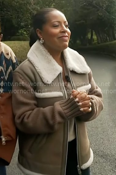 Sheinelle’s beige shealing collar jacket on Today Sheinelle’s beige shealing collar jacket on Today