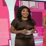 Sheinelle's brown satin dress on Today Sheinelle's brown satin dress on Today